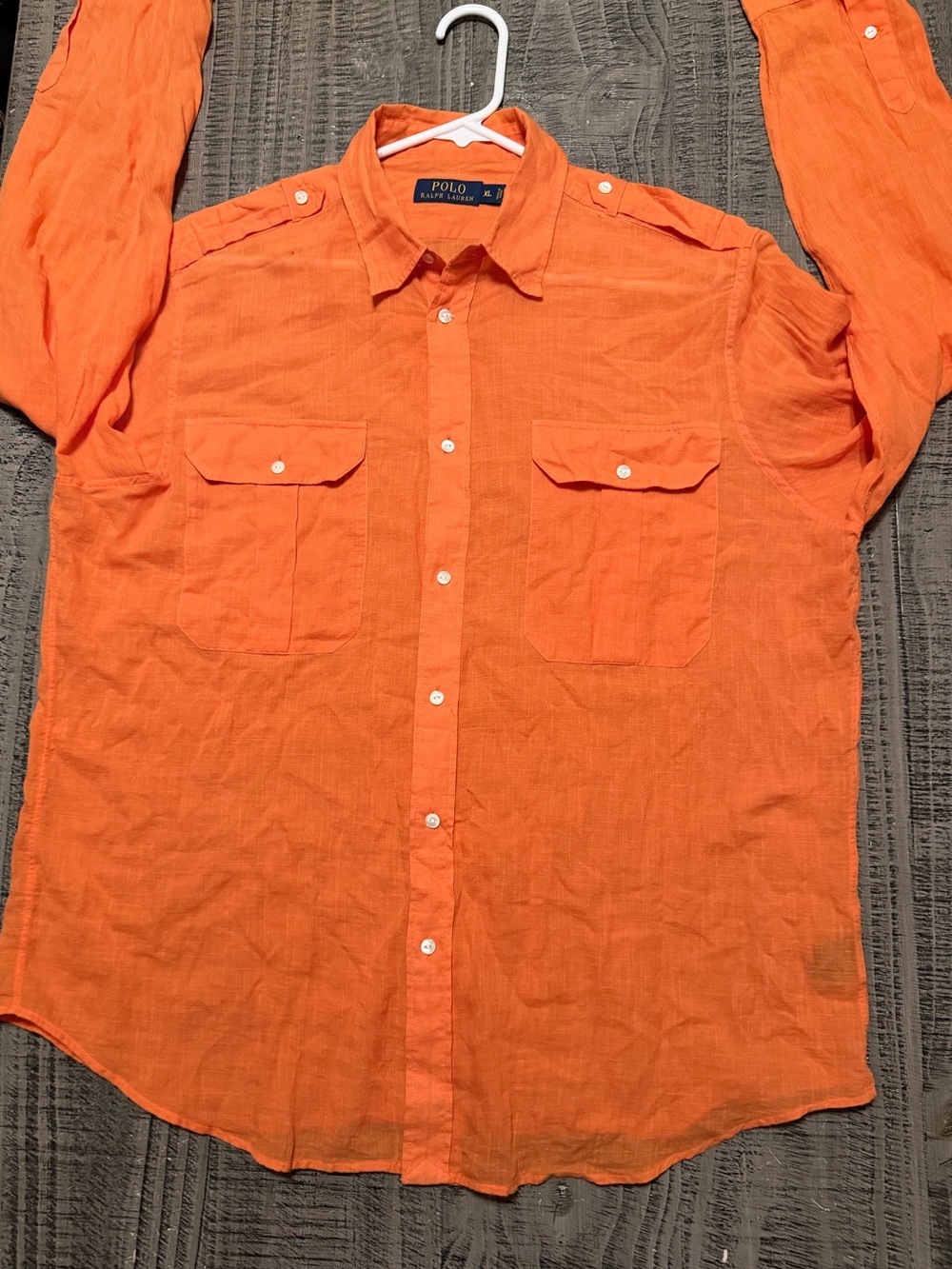 Polo by Ralph Lauren Men's Bright Orange Button-Down Shirt